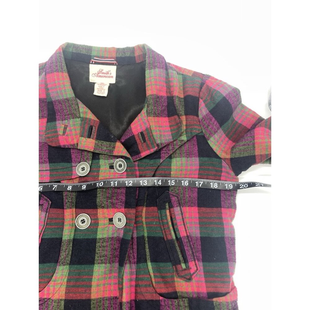 Smiths American Womens Sz S Red Black Plaid‎ Jacket Coat Christmas Casual - Picture 5 of 5
